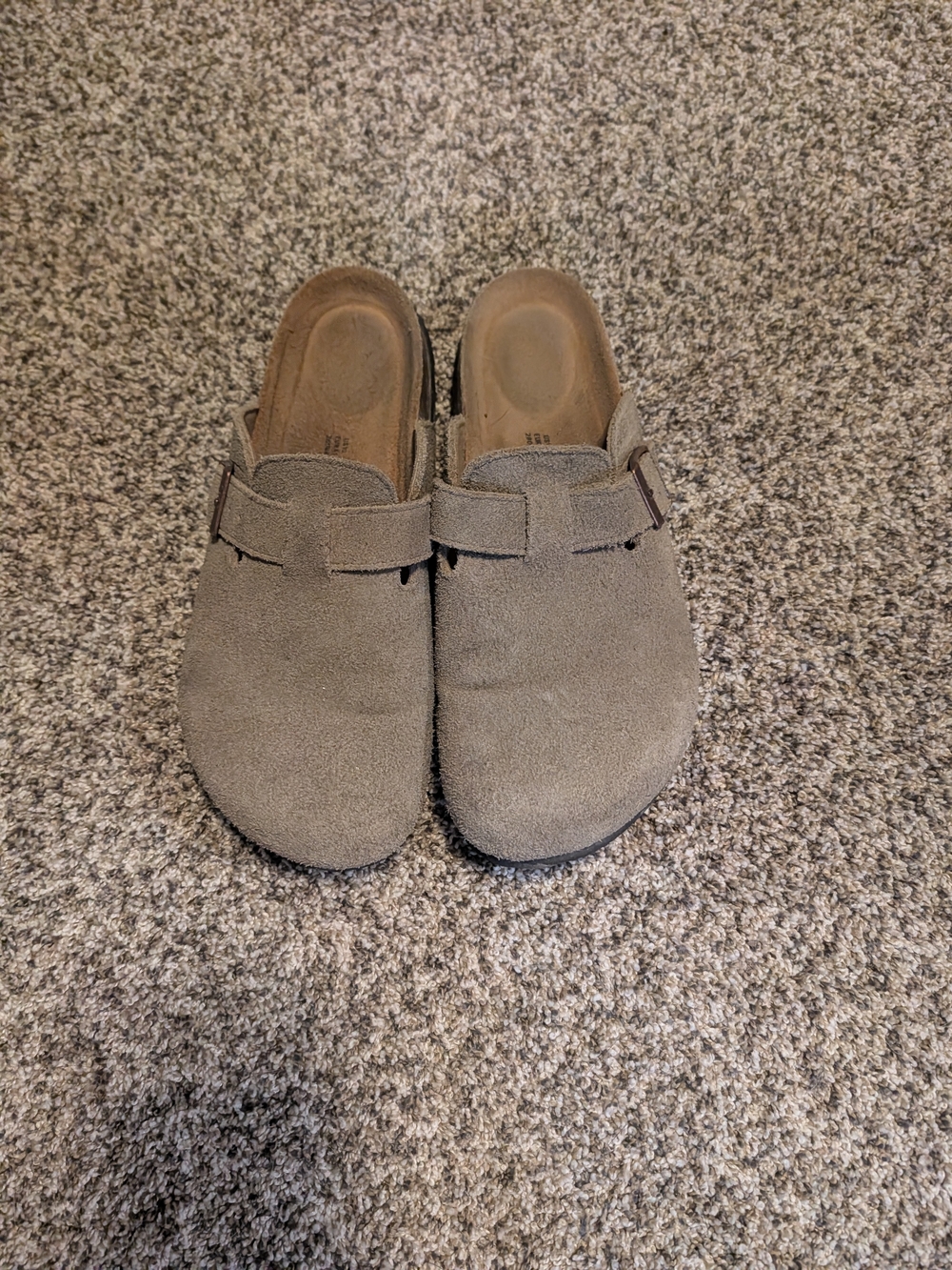 Suede Slip-On Mules in Taupe